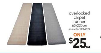 Cheap as Chips Overlocked Carpet Runner 60x220cm offer