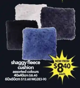Cheap as Chips Shaggy Fleece Cushions 40x40cm offer