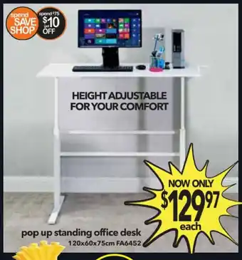 Cheap as Chips Pop Up Standing Office Desk 120x60x75cm offer