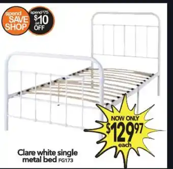 Cheap as Chips Clare White Single Metal Bed offer