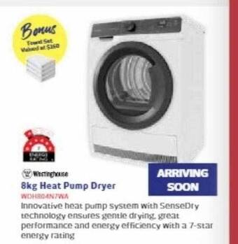 Retravision Westinghouse 8kg heat pump dryer offer