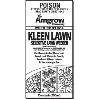 Amgrow 250ml ‘kleen lawn’ selective herbicide