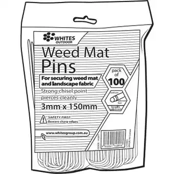 Bunnings Whites weedmat pin pack of 100 offer