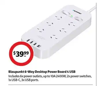 Coles Blaupunkt 6-way desktop power board 4 usb offer