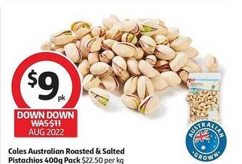 Coles australian roasted * salted pistachios