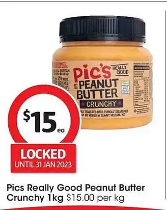 Coles Pics really good peanut butter crunchy 1 kg offer