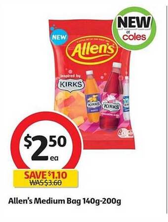 Coles Allen's medium bag 140g-200g offer
