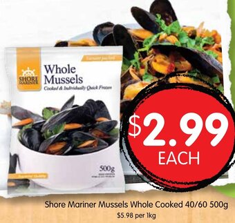 Spudshed Shore Mariner Mussels Whole Cooked 40/60 500g offer