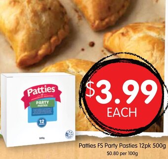 Spudshed Patties FS Party Pasties 12pk 500g offer
