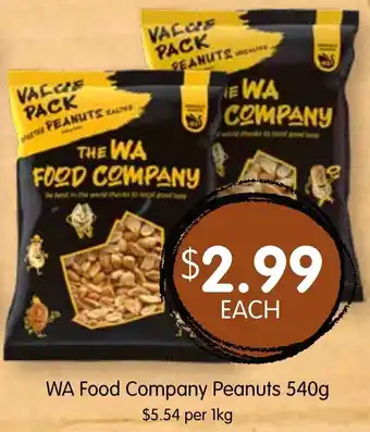 WA Food Company Peanuts 540g