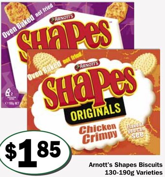 Friendly Grocer Arnott's Shapes Biscuits 130-190g Varieties offer