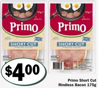 Friendly Grocer Primo Short Cut Rindless Bacon 175g offer