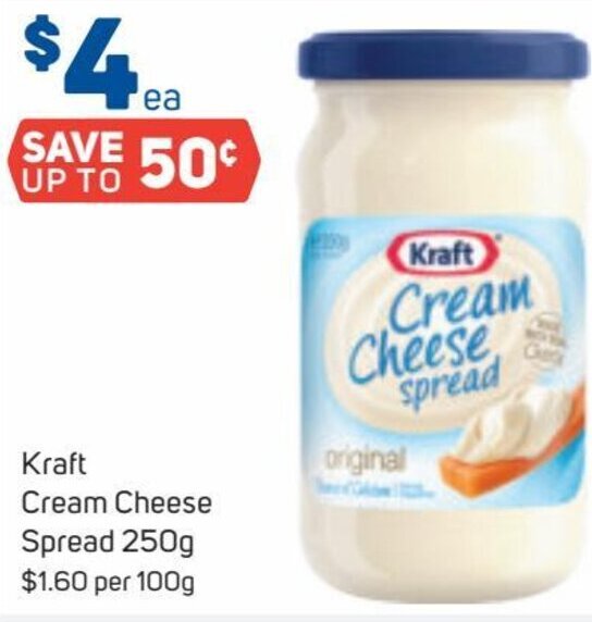 Kraft Cream Cheese Spread 250 g offer at Foodland
