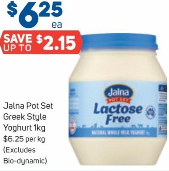 Jalna Pot Set Greek Style Yoghurt 1 kg offer at Foodland