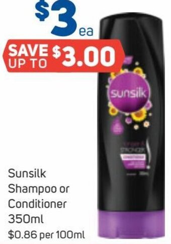 Foodland Sunsilk Shampoo or Conditioner 350ml offer