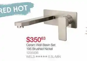 Ceram wall basin set 195 brushed nickel