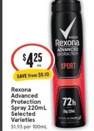 IGA Rexona advanced protection spray 220ml offer