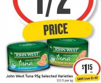 IGA John west tuna 95g offer
