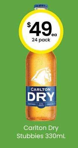 The Bottle O Carlton dry stubbies 330ml offer
