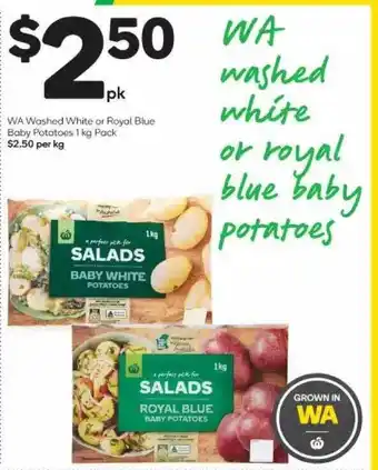 Woolworths Wa washed white or royal blue baby potatoes 1 kg pack offer