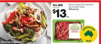 Woolworths Macro grass fed australian stir-fry beef 500g offer