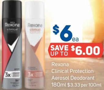 Foodland Rexona Clinical Protection Aerosol Deodorant 180ml offer