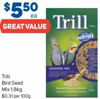 Foodland Trill Bird Seed Mix 1.8kg offer