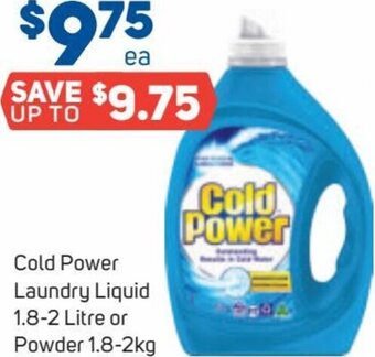 Foodland Cold Power Laundry Liquid 1.8-2 Litre or Powder 1.8-2kg offer
