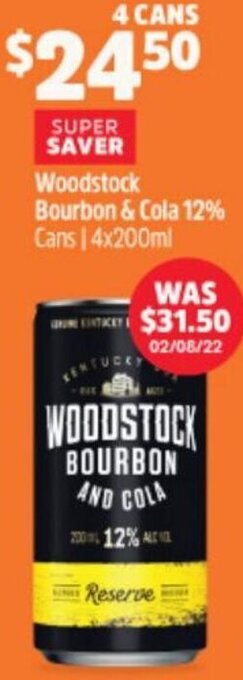 BWS Woodstock Bourbon & Cola 12% offer