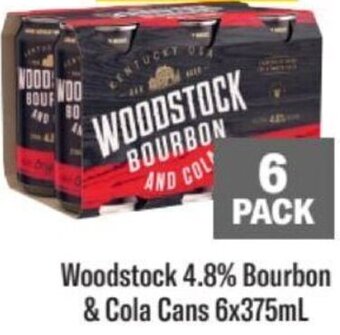 Liquorland Woodstock 4.8% Bourbon & Cola Cans 6x375ml offer