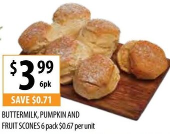 Supabarn Buttermilk, Pumpkin And Fruit Scones 6 Pack offer