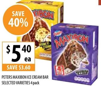 Supabarn Peters Maxibon Ice Cream Bar Selected Varieties 4 Pack offer