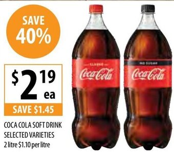 Supabarn Coca Cola Soft Drink Selected Varieties 2 Litre offer