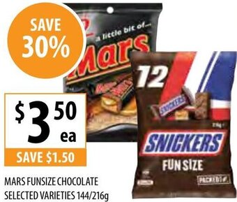 Supabarn Mars Funsize Chocolate Selected Varieties 144/216g offer
