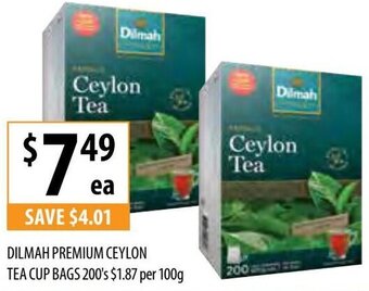 Supabarn Dilmah Premium Ceylon Tea Cup Bags 200's offer