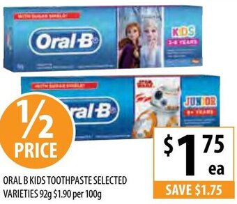 Oral B Kids Toothpaste Selected Varieties 92g