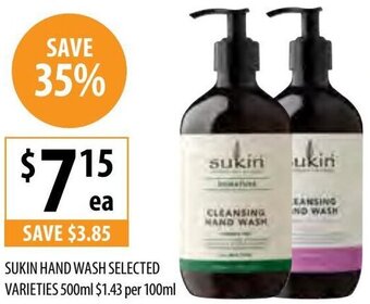 Supabarn Sukin Hand Wash Selected Varieties 500ml offer