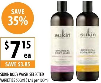 Supabarn Sukin Body Wash Selected Varieties 500ml offer