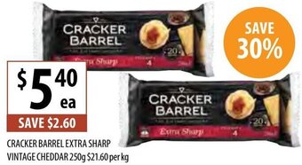 Supabarn Cracker Barrel Extra Sharp Vintage Cheddar 250g offer