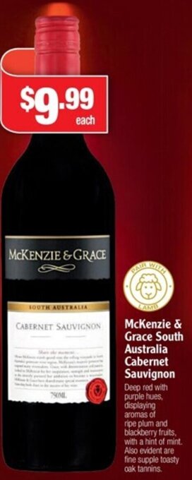 Liquor Stax McKenzie & Grace South Australian Cabernet Sauvignon offer