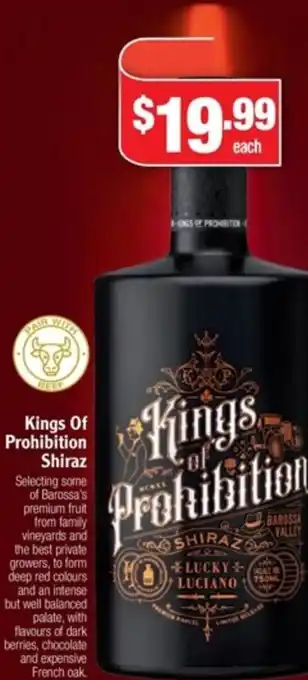 Liquor Stax Kings of Prohibition Shiraz offer