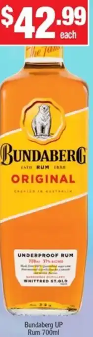 Liquor Stax Bundaberg UP Rum 700ml offer