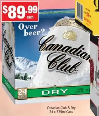 Liquor Stax Canadian Club & Dry 24x375ml Cans offer