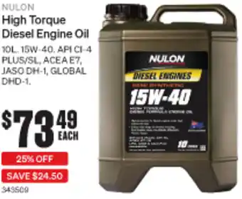 SuperCheap Auto Nulon High Torque Diesel Engine Oil 10L offer