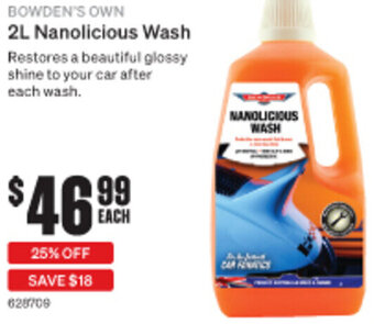 SuperCheap Auto Bowden's Own 2L Nanolicious Wash offer