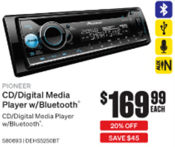 SuperCheap Auto Pioneer CD/Digital Media Player W/Bluetooth offer