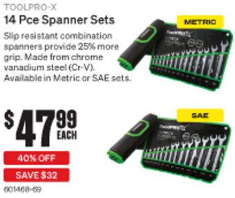 SuperCheap Auto Toolpro-X 14 Pce Spanner Sets offer