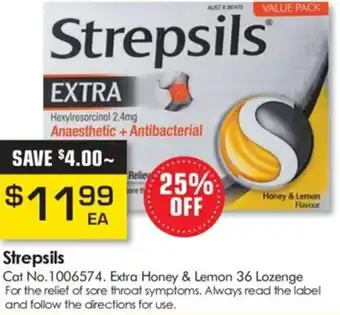 Pharmacy Direct Strepsils Extra Honey & Lemon 36 Lozenge offer