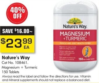 Nature's Way Magnesium + Turmeric 150 Tablets
