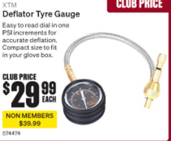 SuperCheap Auto XTM Deflator Tyre Gauge offer